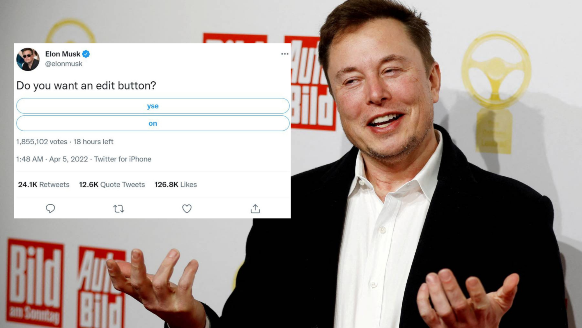 Elon Musk Buys Twitter to Add an Edit Button